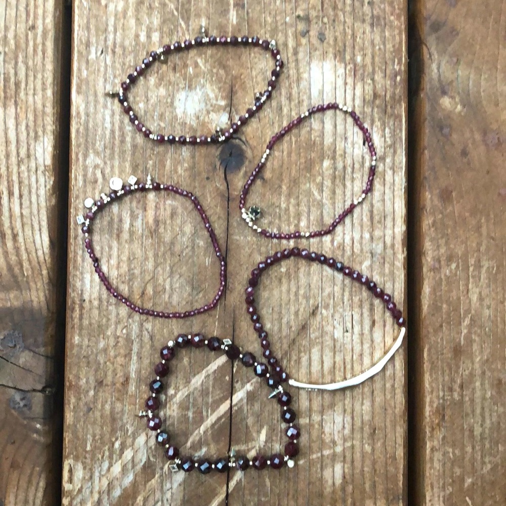 Kendra Scott Burgundy/Gold 5 Piece Bracelet Set